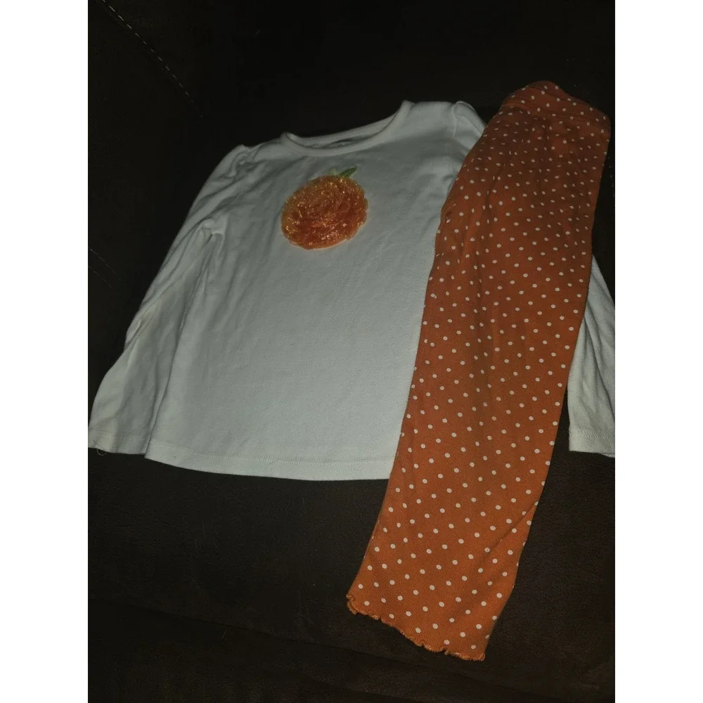 Gymboree fall autumn Halloween pumpkin top and leggings size 4t